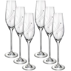 Celebration - dárkové balení 6 ks sklenic na sekt 210 ml zdobených ručně broušeným dekorem a českým křišťálem Preciosa.